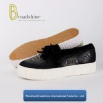 Washed Jean Women Platform Shoes with Embossed Foxing