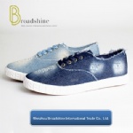 Washed Jean Canvas Shoes for Girls with Embossed Foxing