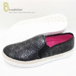 Reorder Snakeskin Pattern PU Injection Flats Shoes with Hemp Rope Foxing